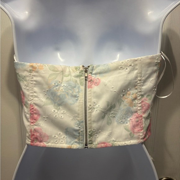 Altar'd State Floral Embroidered Crop Top - Pink and Cream - Picture 2 of 2